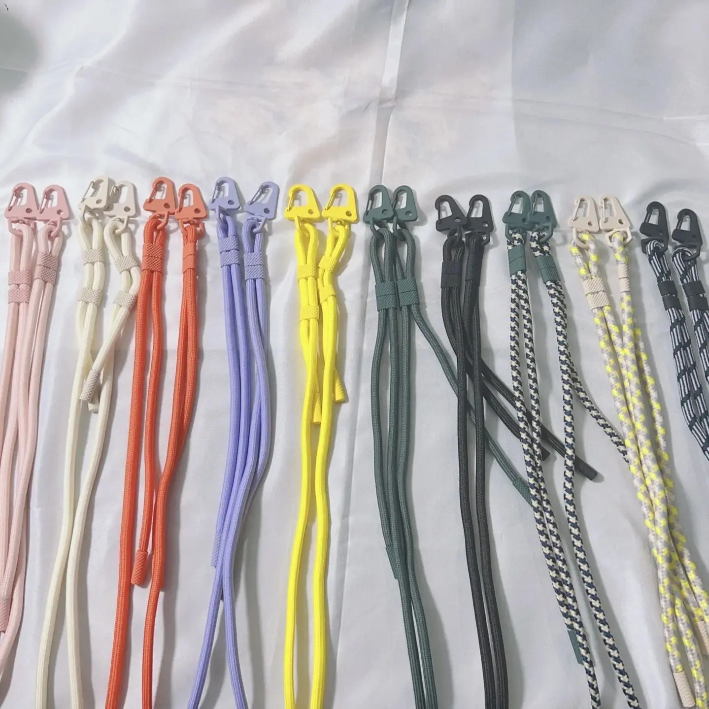 

Dual Clip Rope Crossbody Lanyard Tether For Mobile Phone 160cm 6mm Detachable Adjustable Strap Bold Long Neck Hang Hook Cord