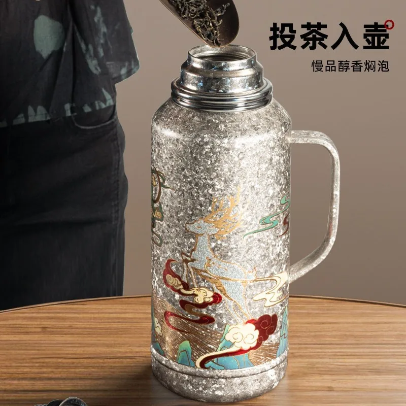 pure titanium thermos cup, business office separation gift, large-capacity tea, antibacterial health cup