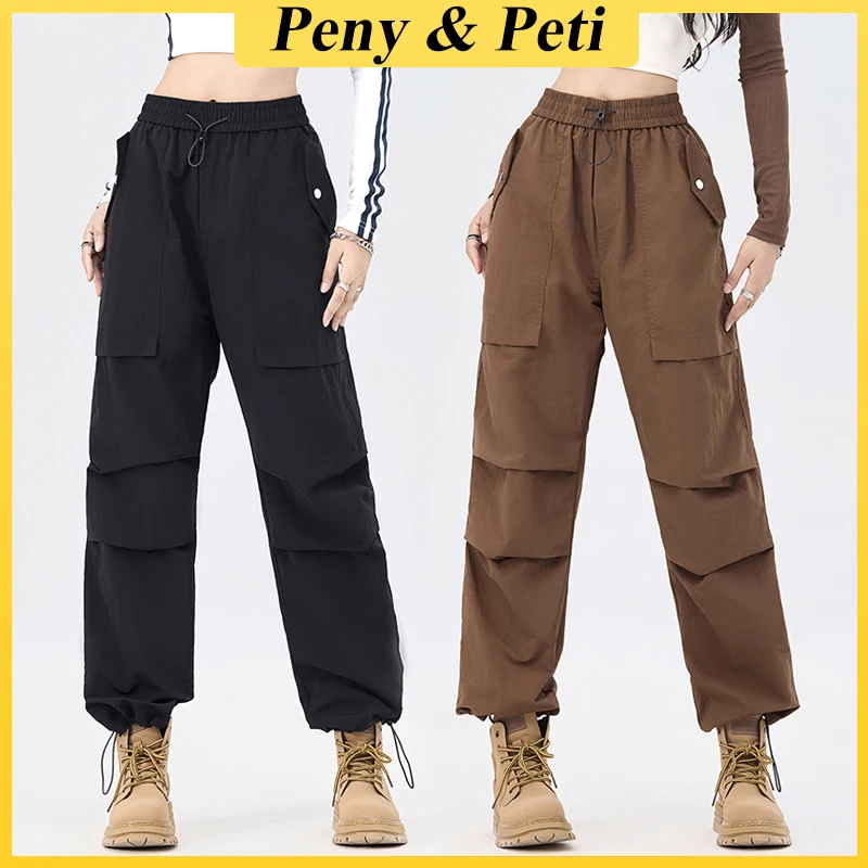 Women Wide Leg Sports Pants Streetwear Hip Hop Pant Parachute Sweatpants Running Joggers Oversized Trousers