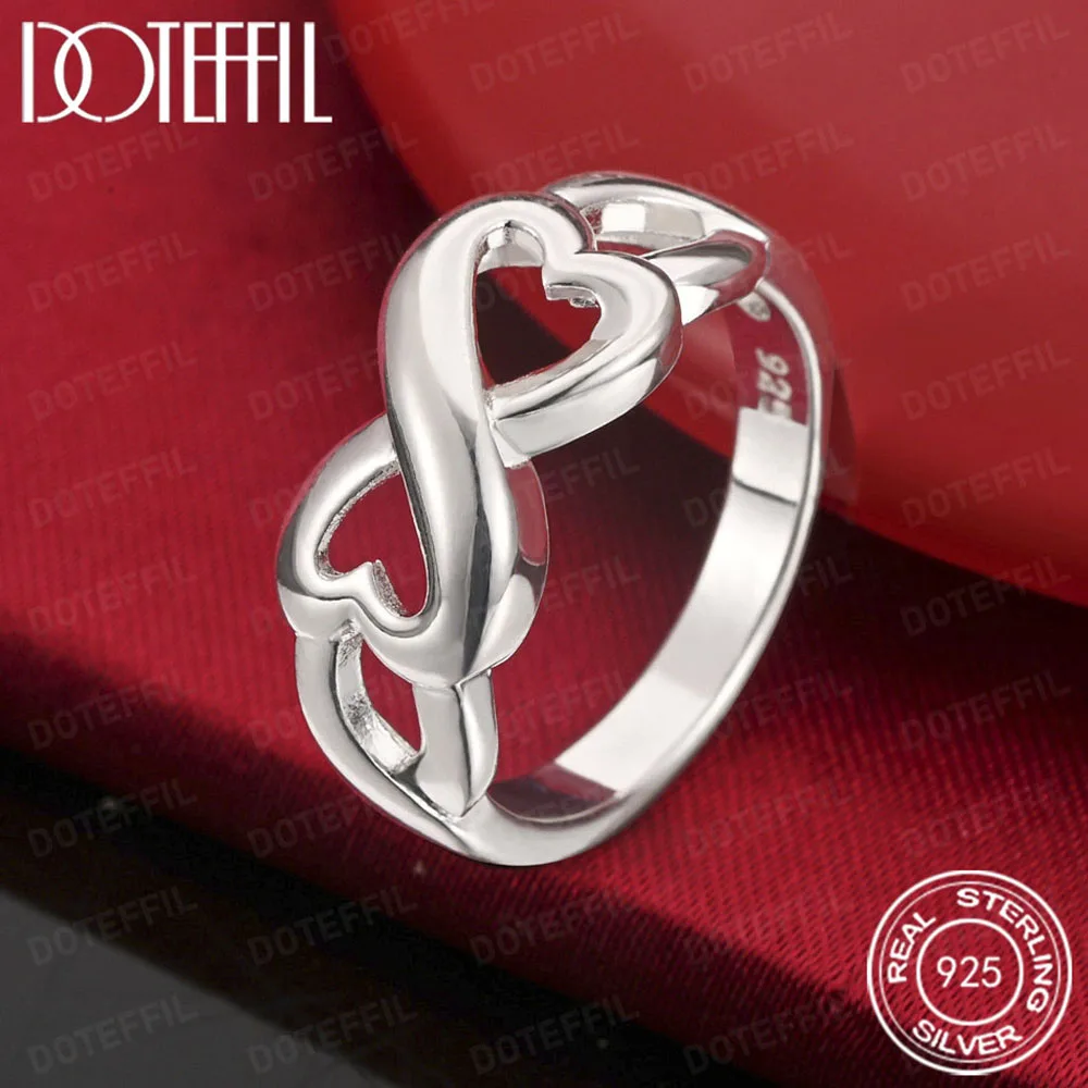 925 Sterling Silver Heart Ring Classic For Woman Fashion Wedding Engagement Party Gift Charm Jewelry view 2