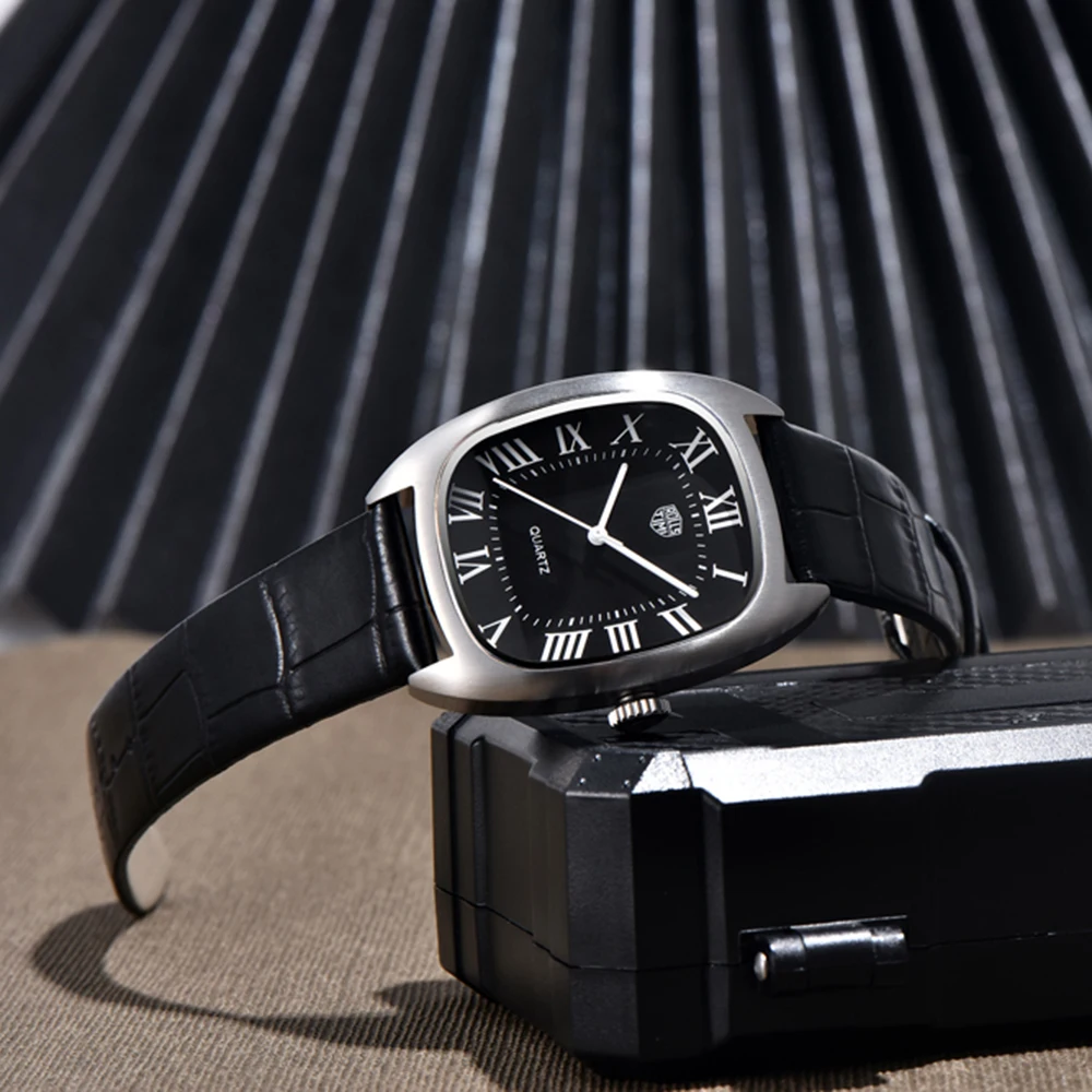 2025 جديد RollsTimi البيضاوي ساعات رجالية العلامة التجارية الفاخرة ساعة كوارتز للرجال ساعة الموضة رجل مقاوم للماء VH31 ساعة هدية جلدية