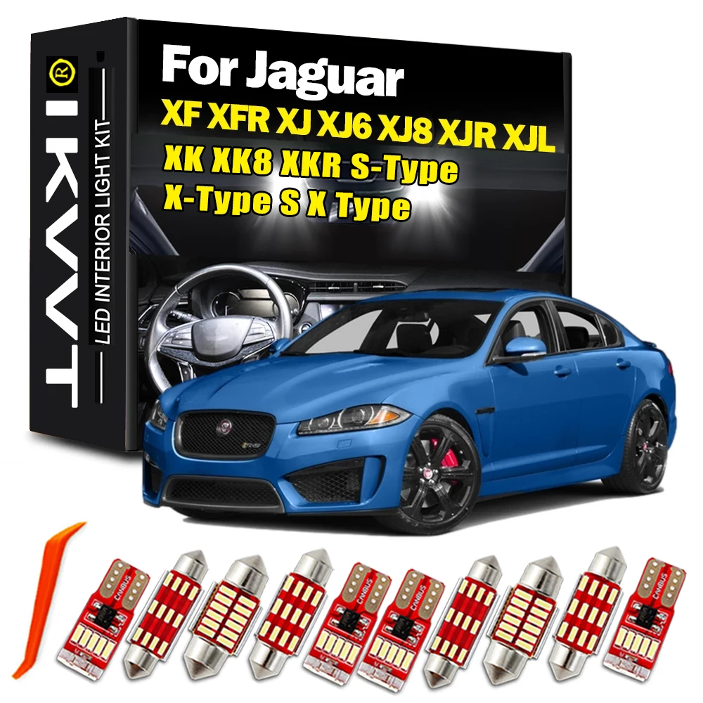 IKVVT Canbus LED Interior Light Kit For Jaguar XF XFR XJ XJ6 XJ8 XJR XJL XK XK8 XKR S-Type X-Type S X Type Car Bulbs Accessorie