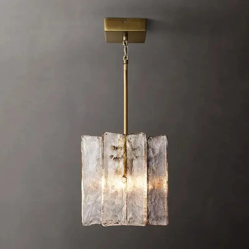 

Modern Retro LED Glass Ceiling Chandeliers Lattice Brass Pendant Lights for Dining Table Kitchen Bedroom Hanging Light Fixture