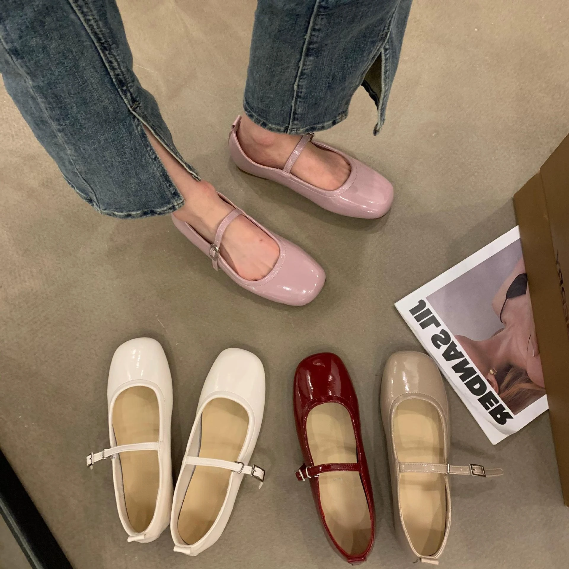 New 2024 Spring Summer Mary Jane Shoes Women Soft Sole Casual Outdoor Dress Ballet Shoe Round Toe Shallow Flats Zapatos De Mujer