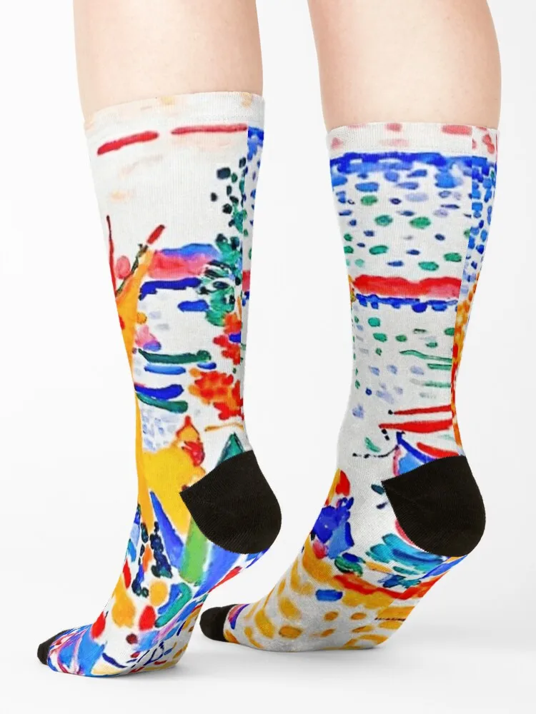 Landscape at Collioure, André Derain - Paysage à Collioure, le cheval blanc. Socks cotton hip hop Socks Men Women's