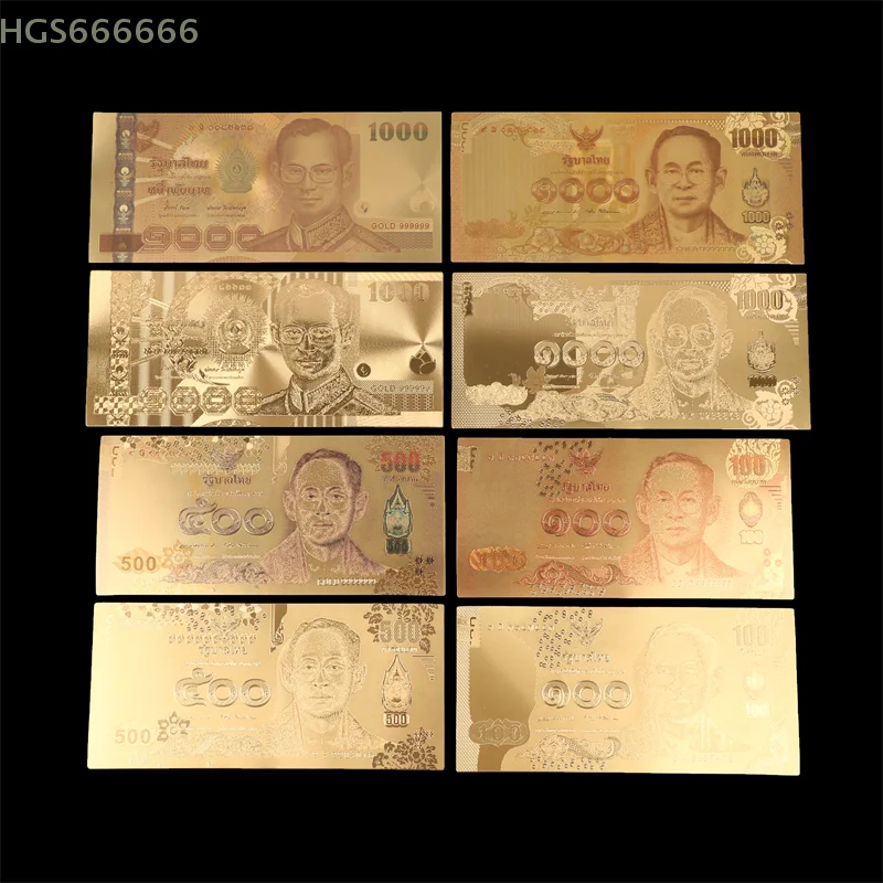 Collectibles Replica Commemorative Notes of King Rama IX Thai Baht Gold Banknotes 20 50 100 500 1000THB Money