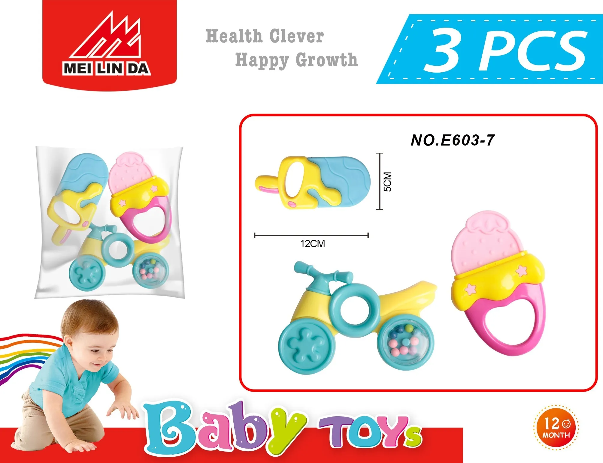 Baby Teething Toys for Newborn Infants Silicone BPA-Free Newborn Fruit Shape Chew Toys With Storage Box Perfect Baby Gift