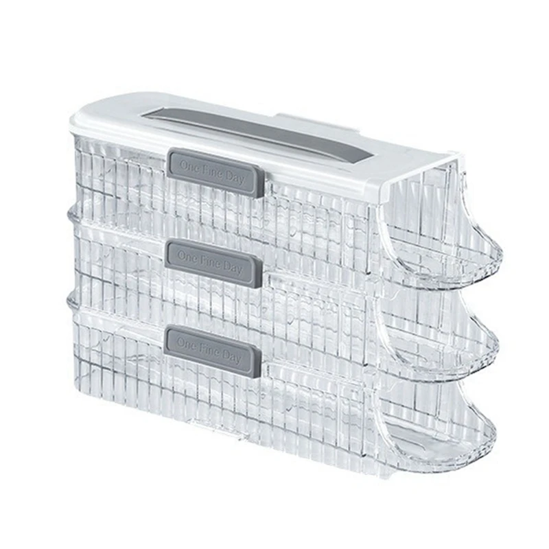 HOT SALE Egg Holder for Refrigerator,Auto Rolling Egg Organizer 3 Layer-Stacked Egg Tray Fridge Egg Storage Container,Hold 21 Eg