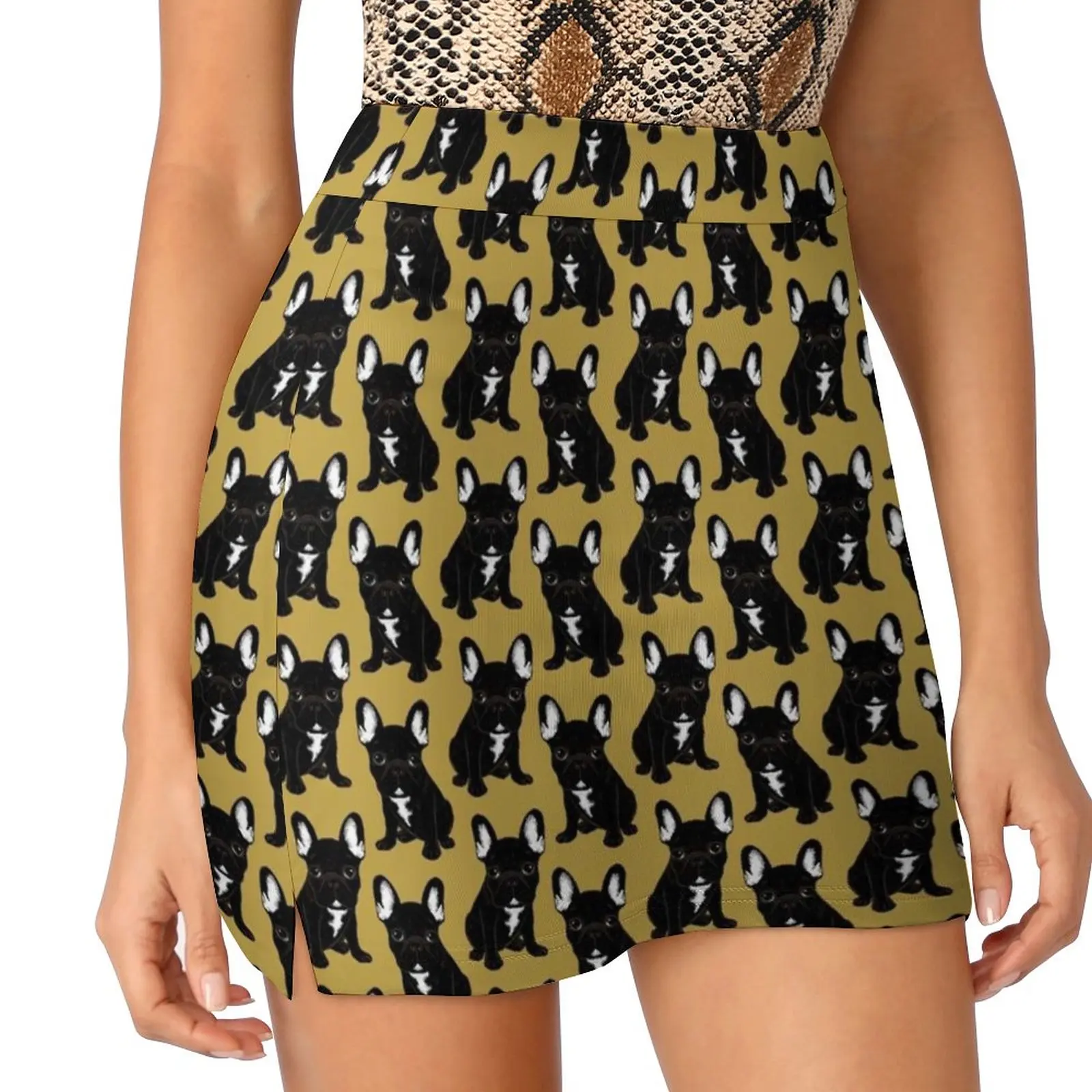 Brindle French Bulldog Women's skirt Mini Skirts A Line Skirt With Hide Pocket Frenchie French Bulldog Brindle Dog Animal Pet