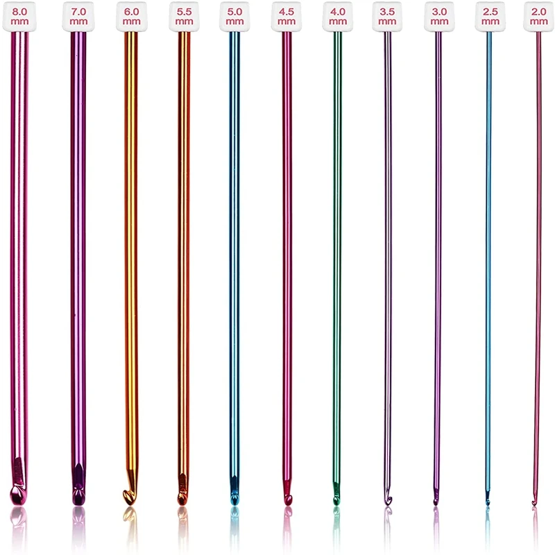 DIY Long Knitting Hook Set for Beginner, Tunisian Crochet Hooks, Afghan Needles for Crocheting, 2-8mm Supplies,11PCs,TJ5912