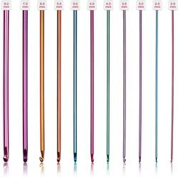 DIY Long Knitting Hook Set for Beginner, Tunisian Crochet Hooks, Afghan Needles for Crocheting, 2-8mm Supplies,11PCs,TJ5912
