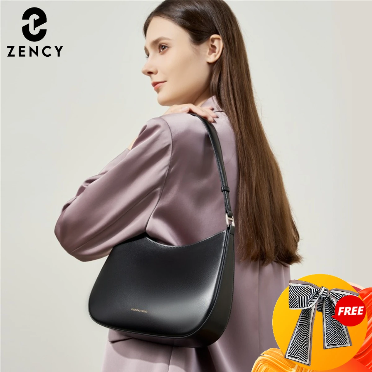 

Zency 2025 Trendy Women's Designer Handbag French High-end Cowhide Underarm Bag Shoulder Bag Purse Sac For Girlfriend/Lover