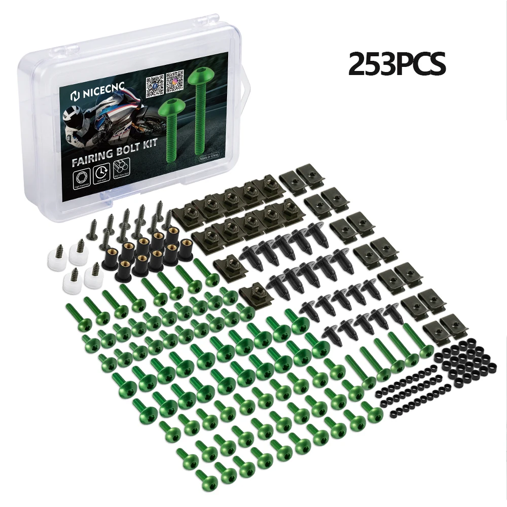 

253PCS Complete Fairing Bolts Screw For Kawasaki Versys 650 Ninja 650R 1000 Z750 Z1000 ZZR600 ZX6R ZX7R ZX9R ZX10R ZX12R ZX14R