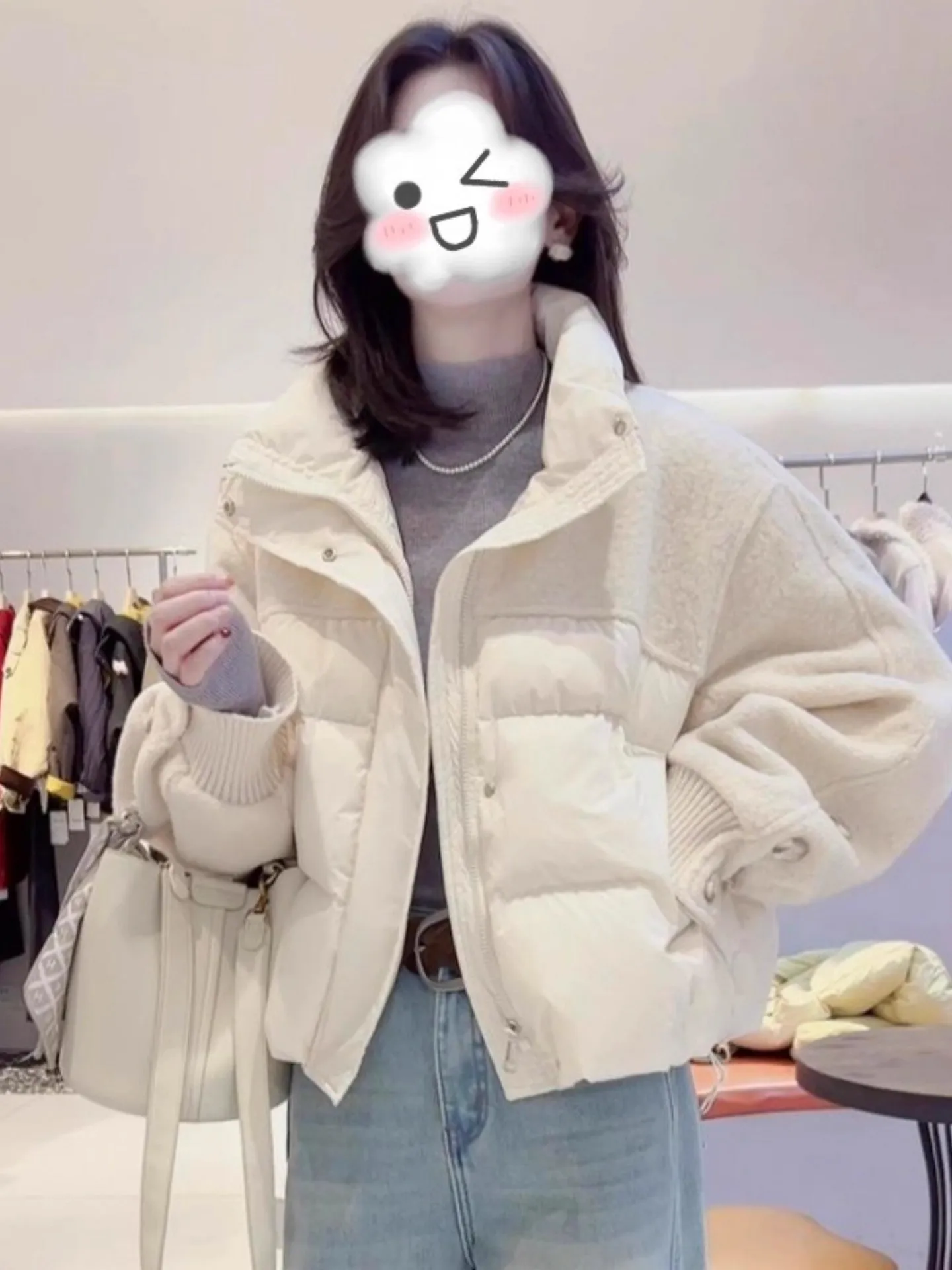 플러스 사이즈 패셔너블 패치워크 스탠드 칼라 코튼 재킷 여성용 겨울 디자인 보온 다용도 슬림 아우터웨어