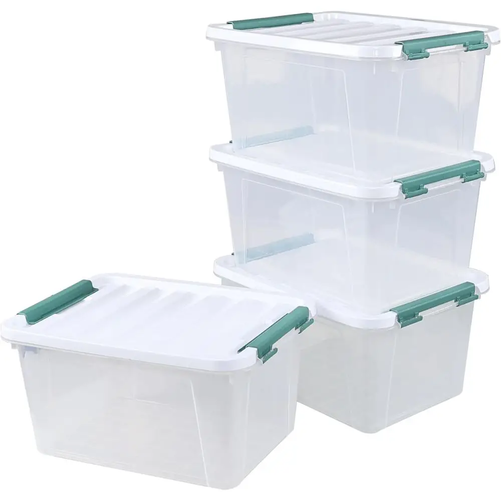 

4-Pack Clear 20-Quart Storage Boxes with Lids, Plastic Container Bins