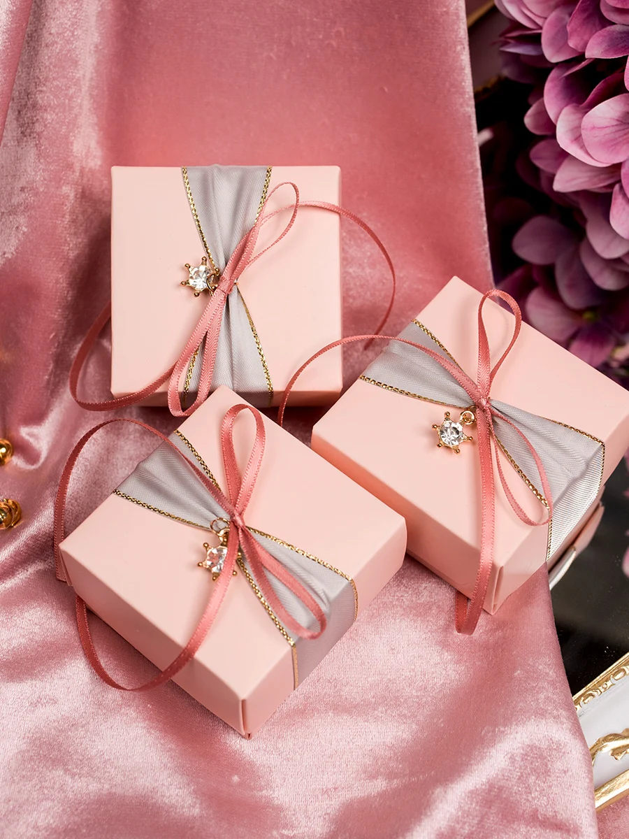 Luxury Gift Box, Square, Romantic Wedding Candy Paper Bag, Baby Shower Favors Packaging, Chocolate Flower Party Supplies, 30Pcs