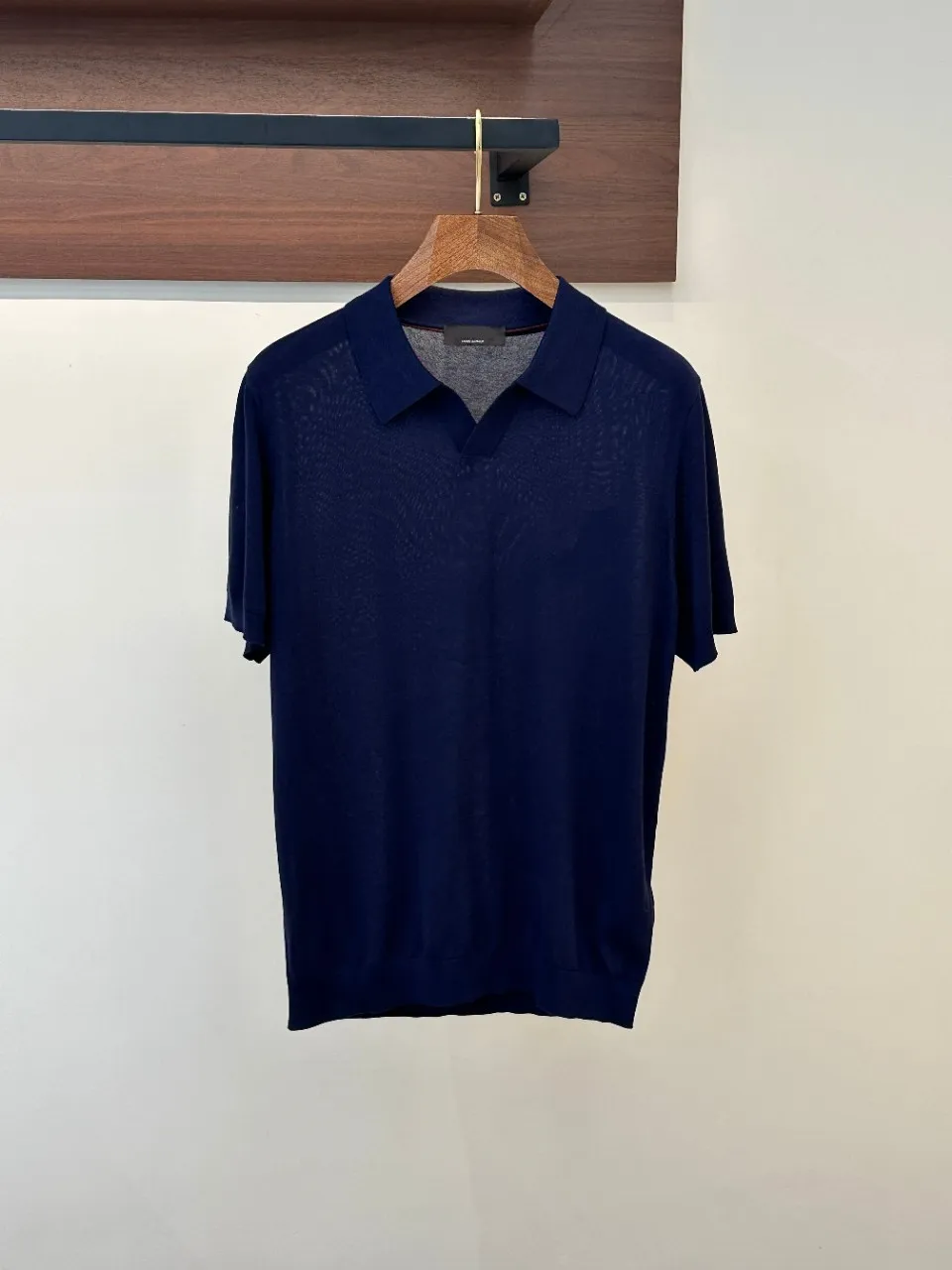 2026 New Arrival Summer Old Money Style Men Silk Blend Knitted Lapel Short Sleeve Polo Shirt