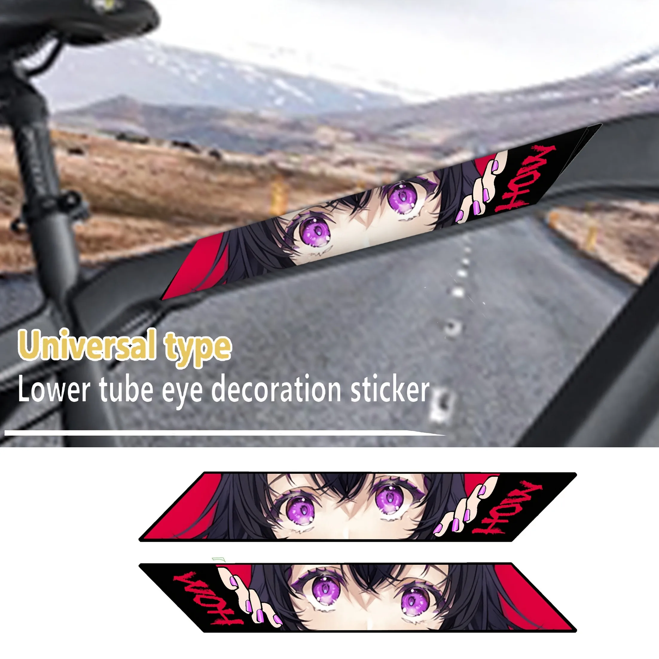 Adesivi piatti 2D Decalcomanie per telaio bici a tema anime |   Finiture opache impermeabili |   Plastica autoadesiva per bici da strada e da montagna