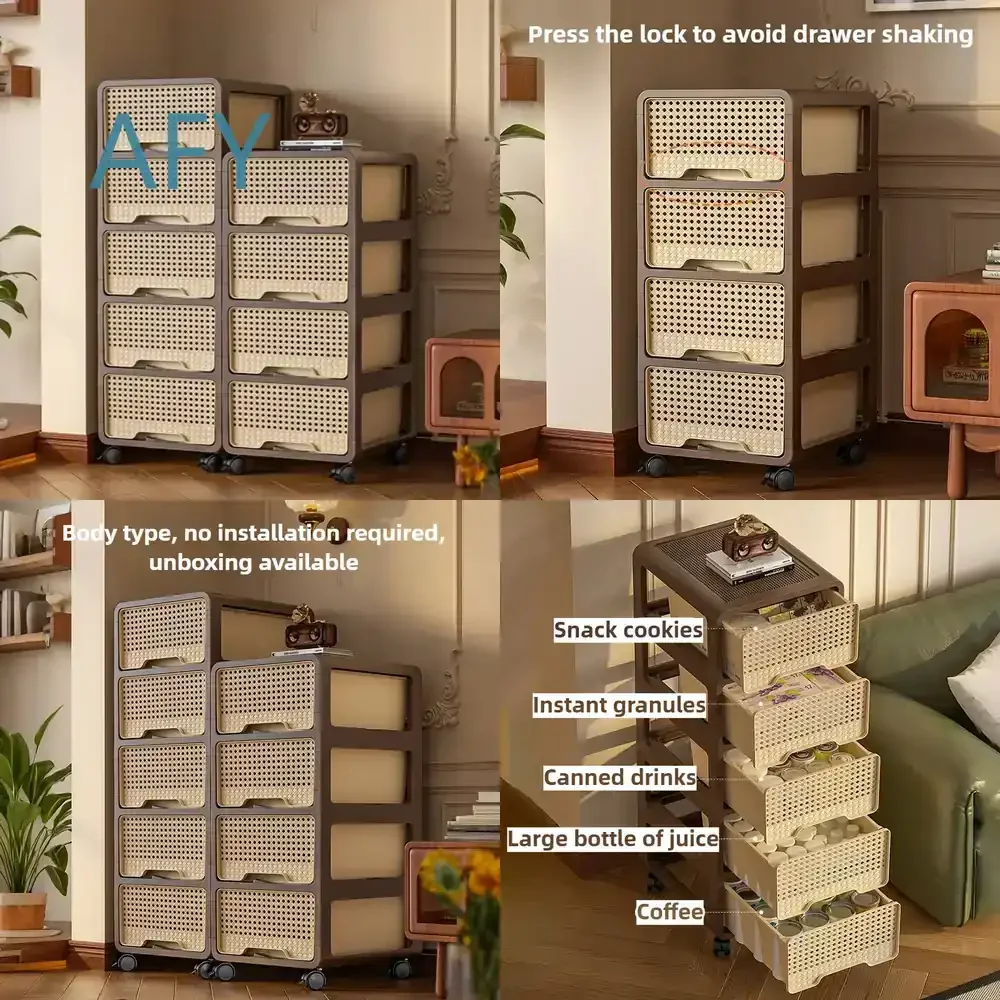 Removable Living Room Cabinet for Space Saving Storage Multi Layer Drawer Modern Bedroom Cabinets for Snack Luxury Furniture