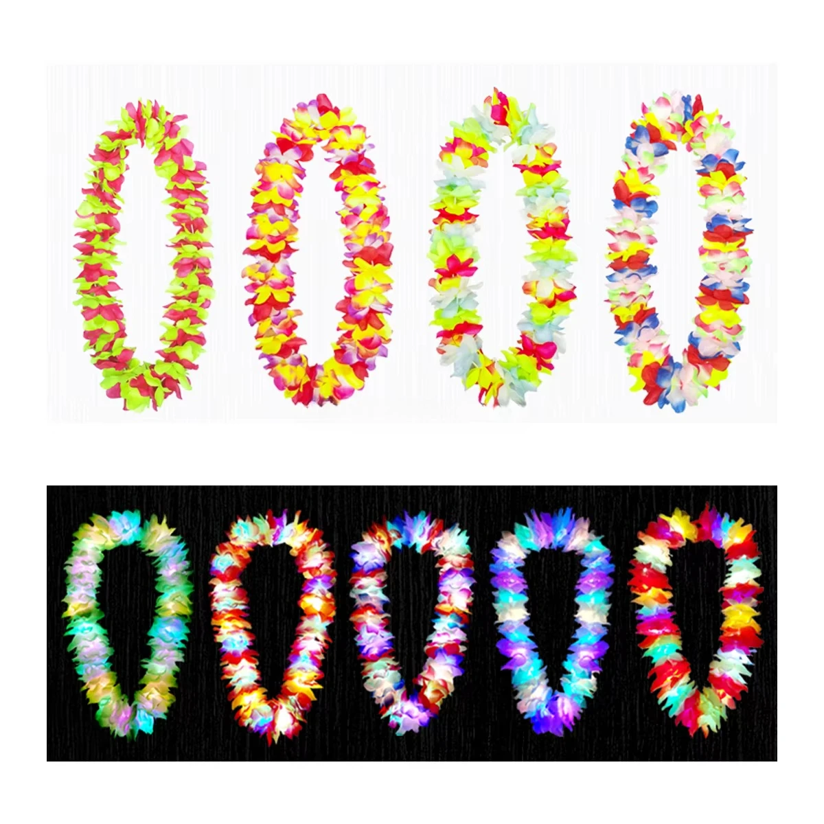 

Tropical Hawaiian Hibiscus Flower Artificial Flower Necklace Wreath Wreath Set Wholesale Cloth Flor De Hibisco Tropical Hawaiano