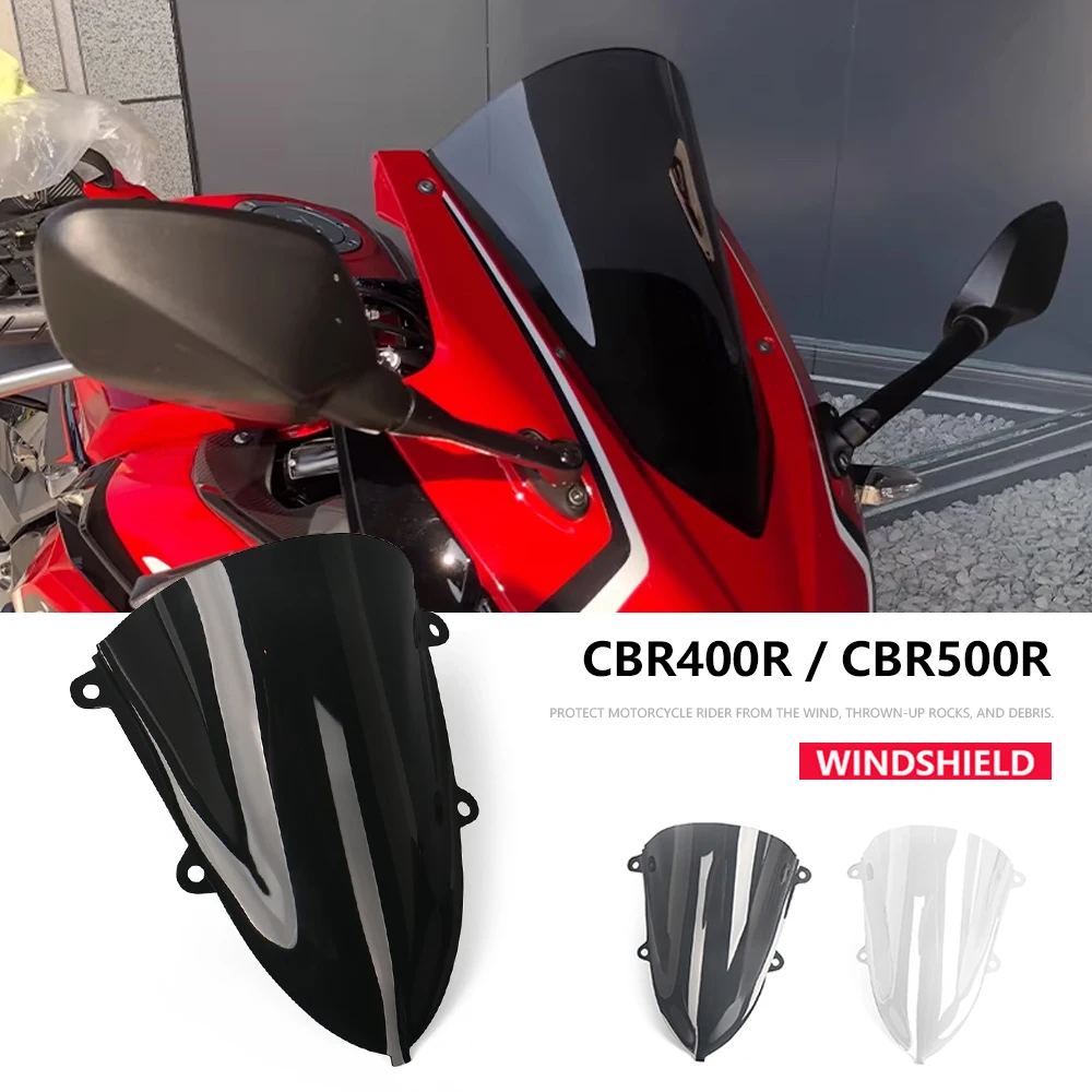 

Motorcycle Sports Double Bubble Windshield WindScreen Visor Viser Deflector For Honda CBR500R CBR 500R 400R CBR400R 2019-2025