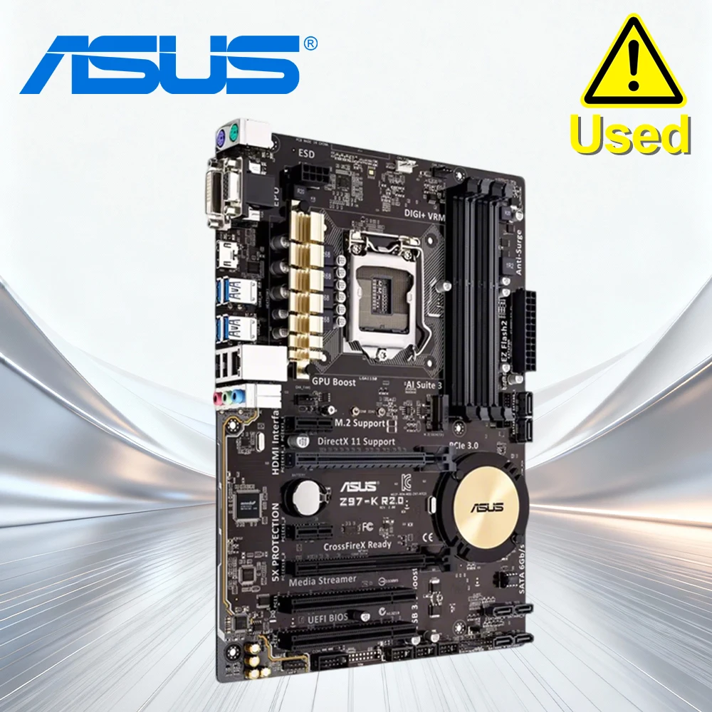 

Asus Z97-K R2.0 Desktop Motherboard Z97 Socket LGA 1150 i7 i5 i3 DDR3 32G SATA3 ATX Original disassembly
