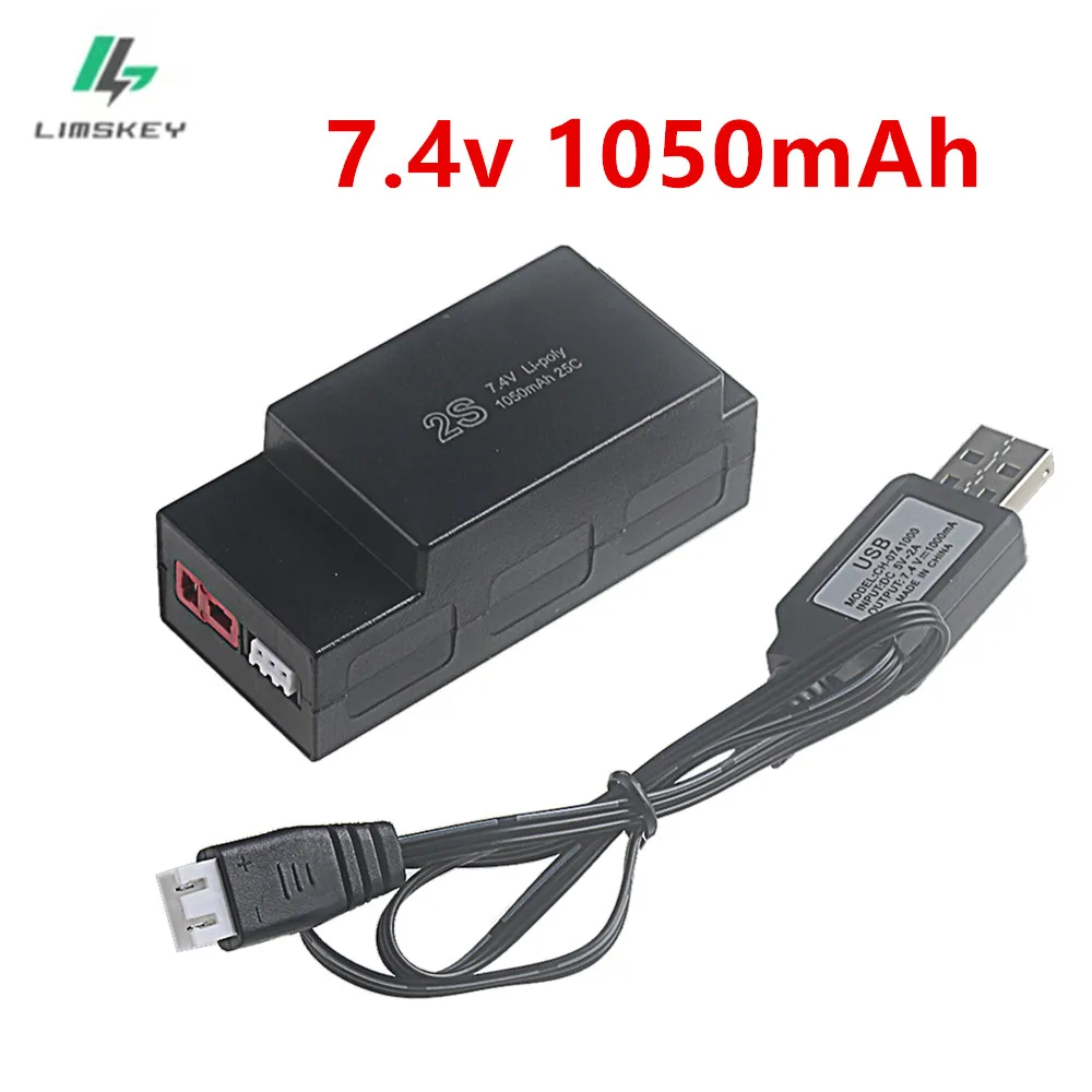 Ensemble de chargeurs de batterie Lipo rechargeables 2S 7.4V 1050mAh, pour camions et voitures RC MJX Hyper Go H16H H16E 16207 16208 16209 16210 1/16