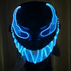 Superhero Design Luminous Led Neon Cosplay Venom Movie Mask Halloween Horror Glowing Masquerade Carnival Party Costume Decoratio