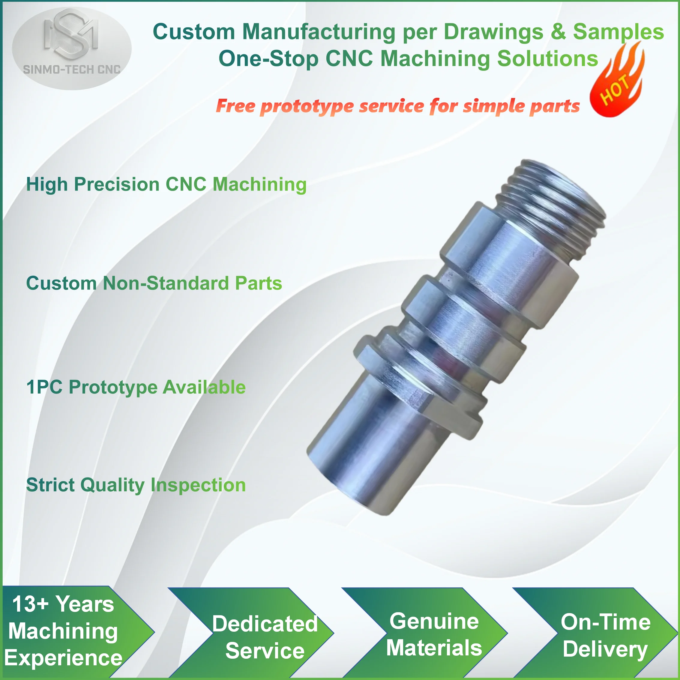 Custom CNC Machining 304 316 Stainless Steel Precision Parts Robot Arm Screw Rod Cam Mechanical Component 1PC MOQ