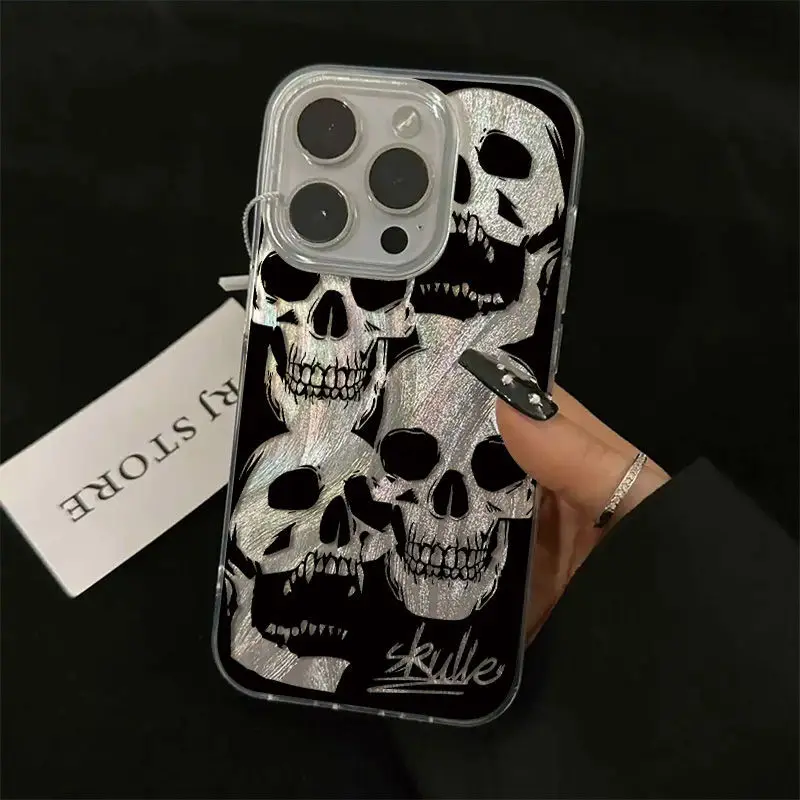 

Skull pattern Phone Case For iPhone 16 11 15 12 14 13 Pro Max SE 16E XR XS X 7 8 16 Plus 15 Pro 13 Pro 12 11 Pro Feather Cover