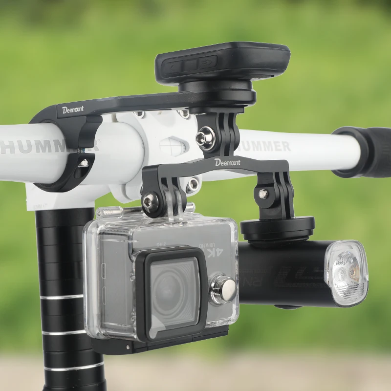 Dual Twin Metal Adaptor Sports Camera Headlight 1 to 2 Connector Bicycle Computer Bracket Extension Holder Fits GoPro Interface image 6