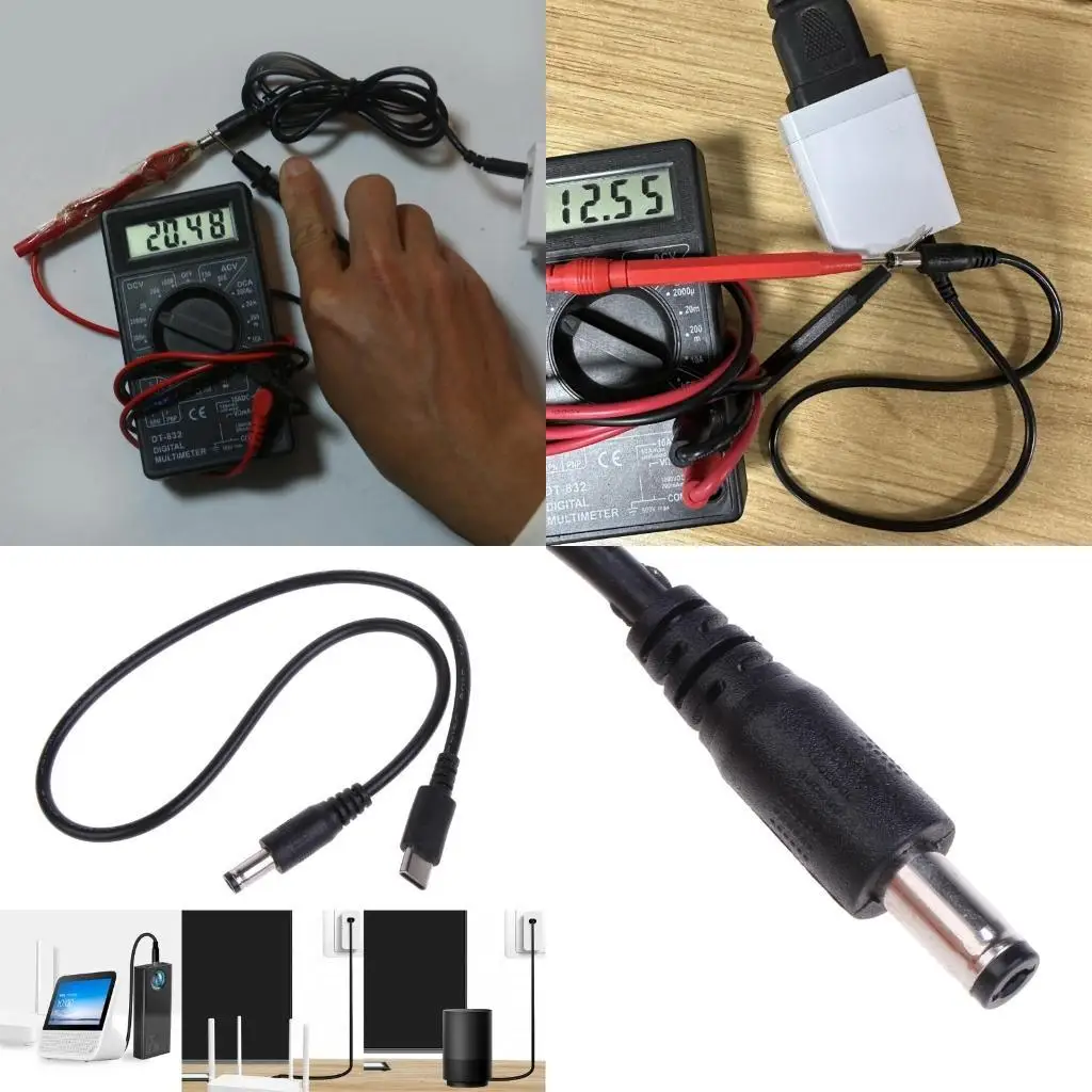 

31BA DC5.5x2.1mm to TypeC Input Cable for WiFi Router Speaker LED Light 9V 12V 15V20V