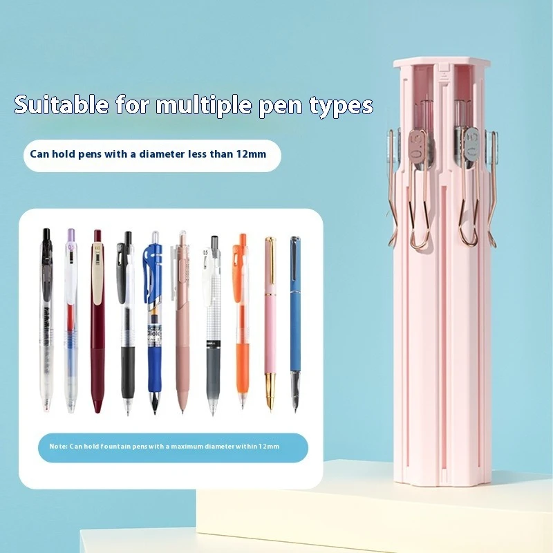 Multifunctional Pencil Case Portable  Push Pen Case Student Stationery Set Include 2B Pencil Ruler Higntlight Pen Fountain Pen