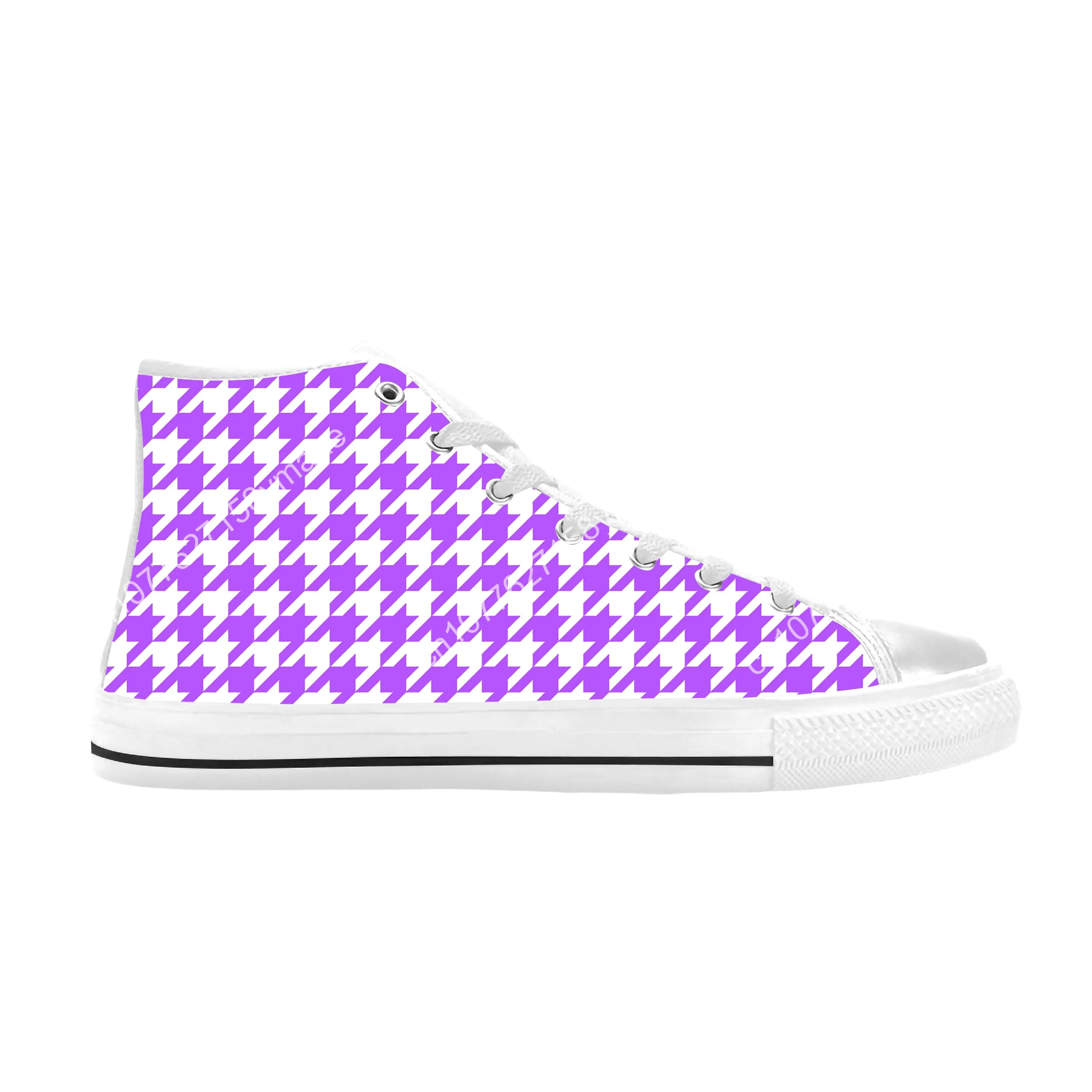 Classic Houndstooth Hounds Tooth Peel Stick Funny Casual Cloth Shoes High Top Comfortable Breathable 3D Print Men Women Sneakers