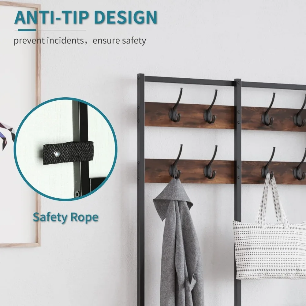 خزانة LUMTOK ذات 8 أدراج، خزانة ذات أدراج، رف ملابس مع أدراج قماشية، شجرة القاعة مع خطافات وأدراج للملابس والألعاب، #6