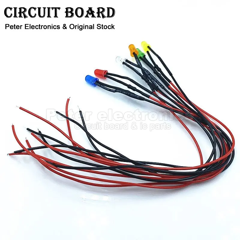 20pcs 20cm Pre Wired 3mm 5mm LED Light Lamp Bulb Prewired Emitting Diodes For DIY Home Decoration DC12V Toy Car Indicator LED