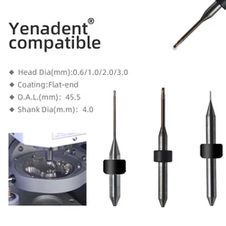 Yenadent Cad Cam Dental Milling Bur Dentistry Tools Flat End Mill For Alloy Metal Disc Titanium Blank Co-cr Disk Ni-cr Block
