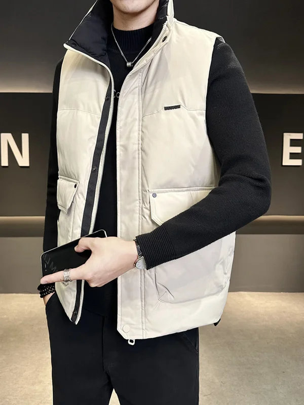 

Молодежный утепленный жилет для мужчин в японском стиле, повседневный, теплый, для работы, с воротником-стойкой, свободного кроя, из полиэфирного волокна