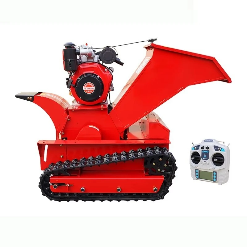 High Quality Smart Remote Control Wood Chipper Machine Home Use Chain Track Forestry Machinery