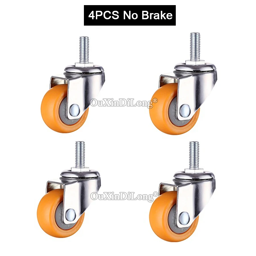 Brand New 4PCS 1~2inches Freely Swivel Universal Wheels Wear-resistant Nylon Silent Furniture Casters with Brake/No Brake