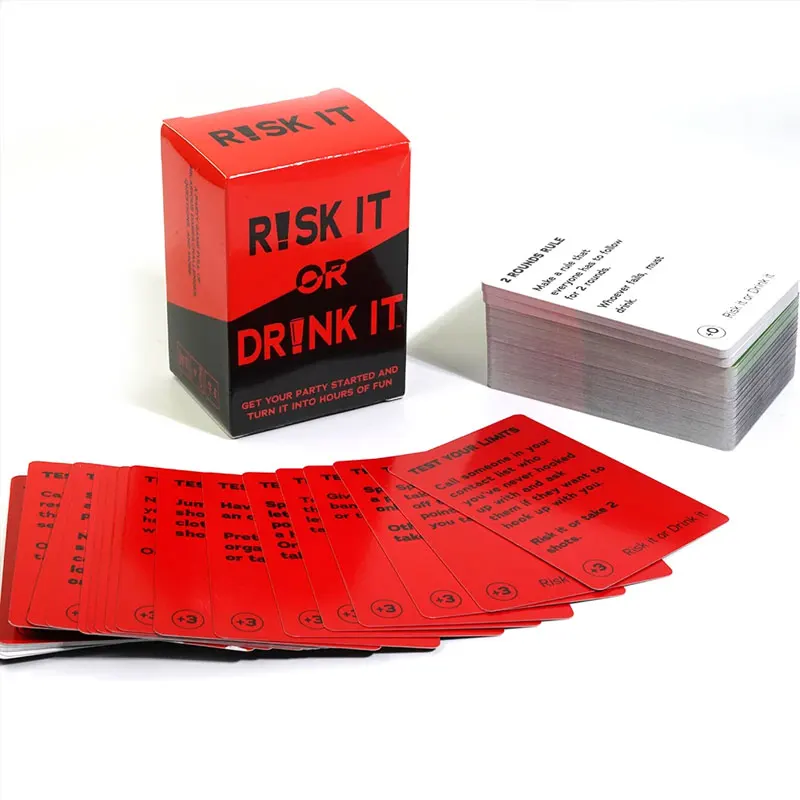 Risk It Or Drink It -Fun Party Game For College Card Game Drinking Game Pregame Night Hilarious Dares Challenges Questions Adult