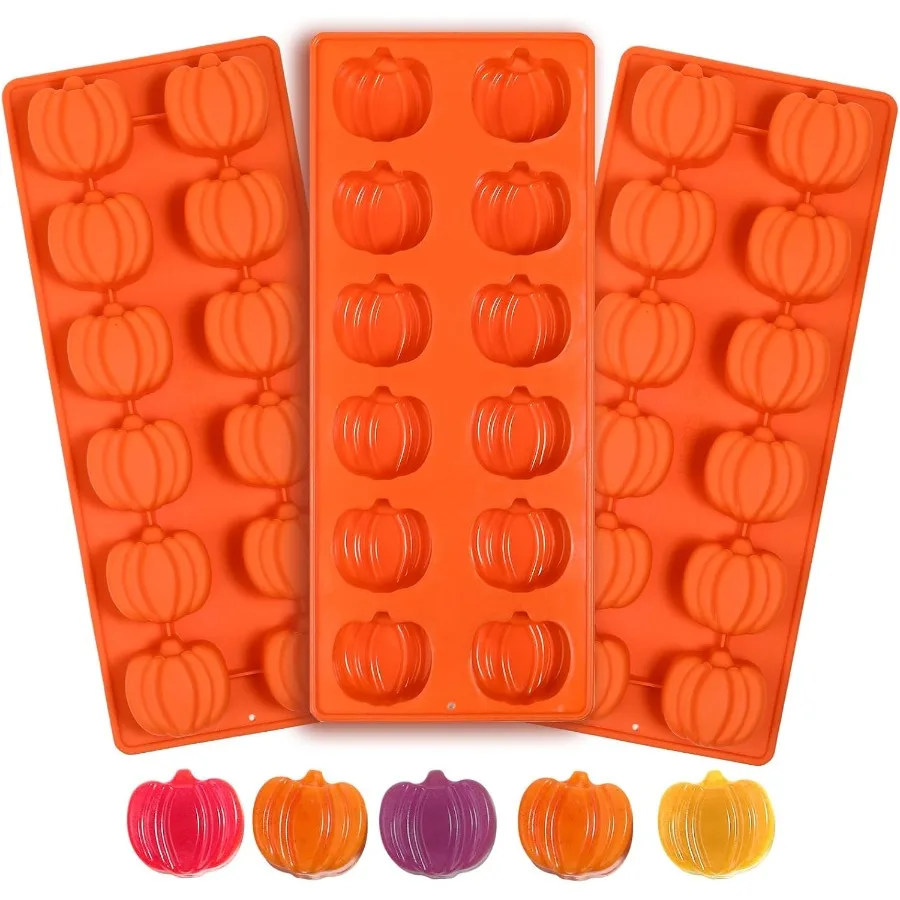 

Pumpkin Chocolate Mold 3 PCS Silicone Chocolate Mold 12 Cavity Autumn Candy Mold for Baking Cake Decoration Thanksgiving Muffin