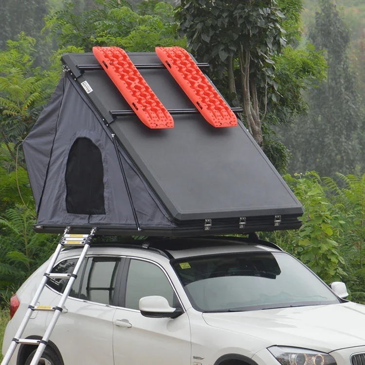 Aluminum 4 person 4x4 hard shell rooftop tents car roof top tent triangle solar for camping