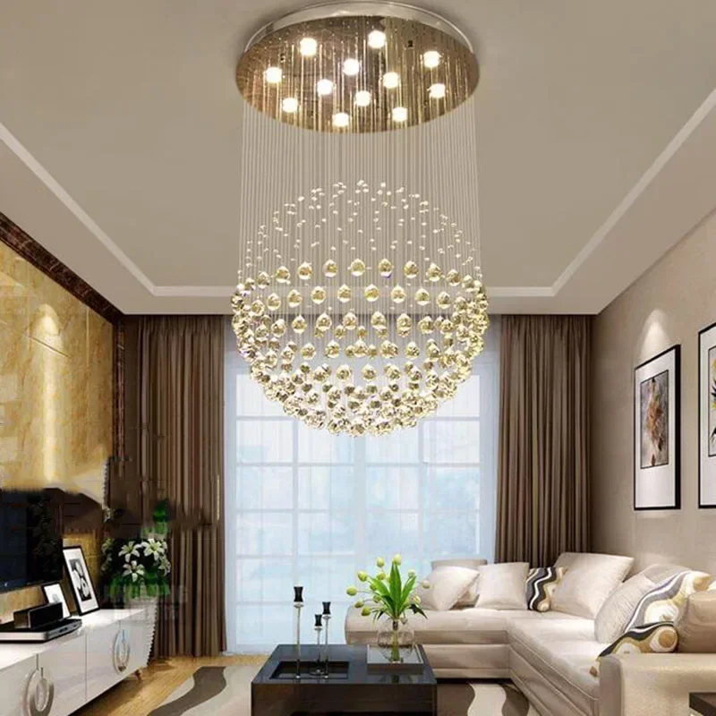 Ronde Kristallen Plafond Kroonluchter Voor Woonkamer Eetkamer Slaapkamer Bal Design Lamp Led Cristal Glans Nieuwe Home Decor Lamp