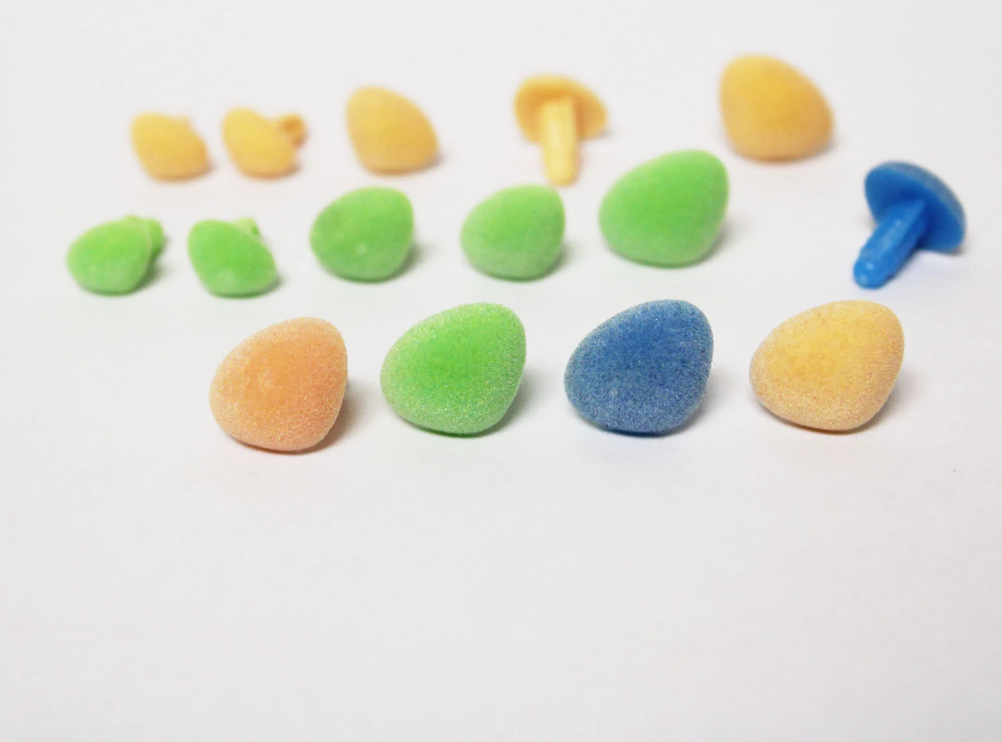 40pcs 12x15mm 14x18mm light green  beige yellow  blue flesh color Triangle flocking toy nose with hard washer