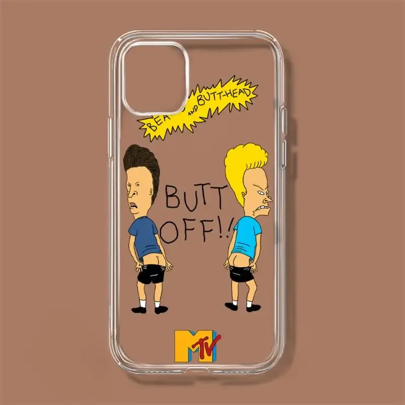 Beavis and Butt-Head Phone Case For iPhone 11 12 Mini 13 14 15 Pro XS Max X 8 7 6s Plus 5 SE XR Transparent Shell