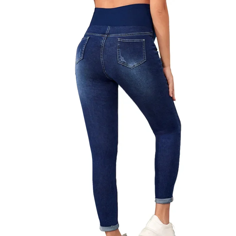 Maternity Jeans For Pregnant Women High Waist Support Belly Maternity Hip Lifting Elastic Denim Pants Wear Streetwear Loungewear