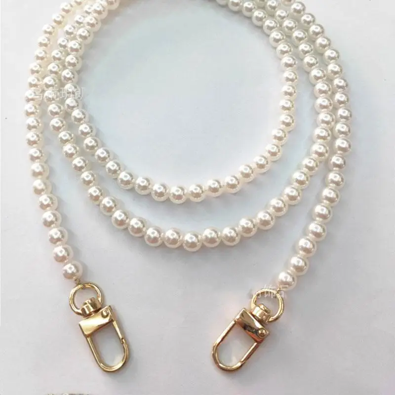 10mm Pearl Strap For Bags Handbag Handles DIY Purse Replacement Long Beaded Chain Shoulder Bag Straps Pearl Belt