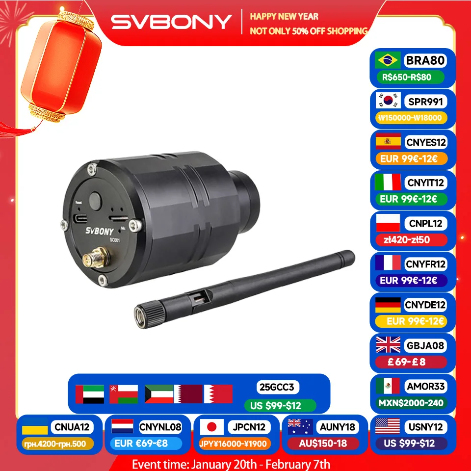 SVBONY 2MP SC001 1.25inch Spotting Scope Camera with Wifi 1080P Wireless Camera for SV406P SA401 SV41 SV28 for Birdwatching