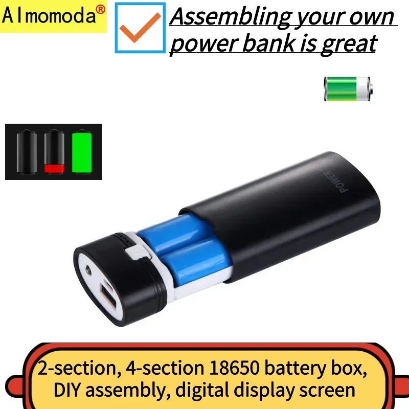 2 sections, 4 sections, 18650 battery case charger housing, power bank kit mobile power box DIY assembly, digital display screen